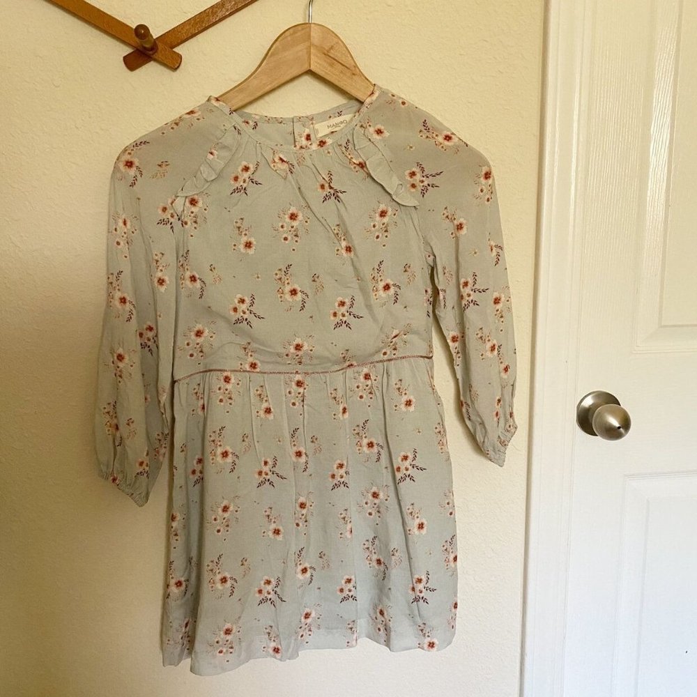 Mango Blue Floral Dress Size 7/8